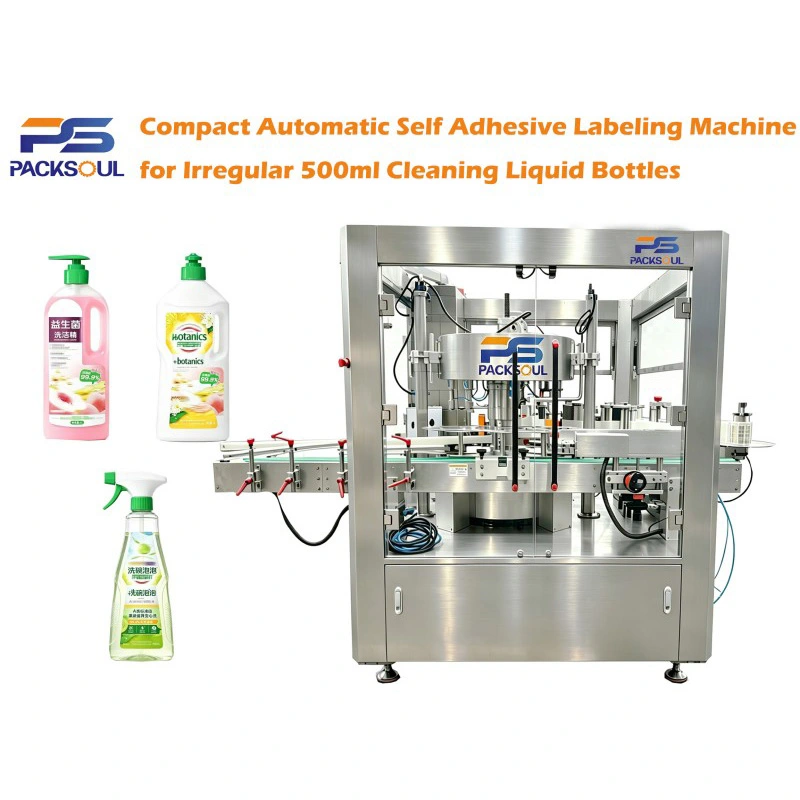 500 ml Etikettiermaschine für unregelmäßige Reinigungsflüssigkeitsflaschen