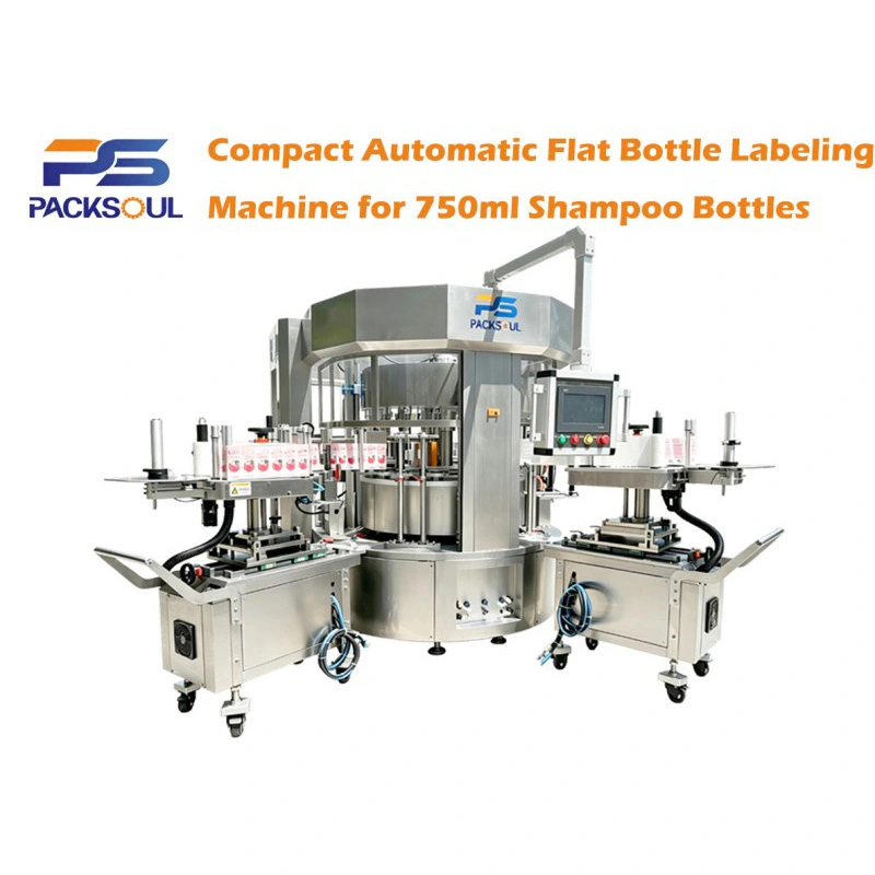 750-ml-Shampoo-Flachflaschen-Etikettiermaschine
