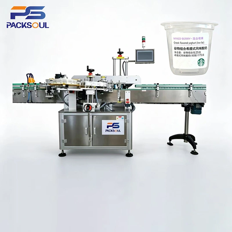 Selbstklebende Etikettiermaschine für Becher